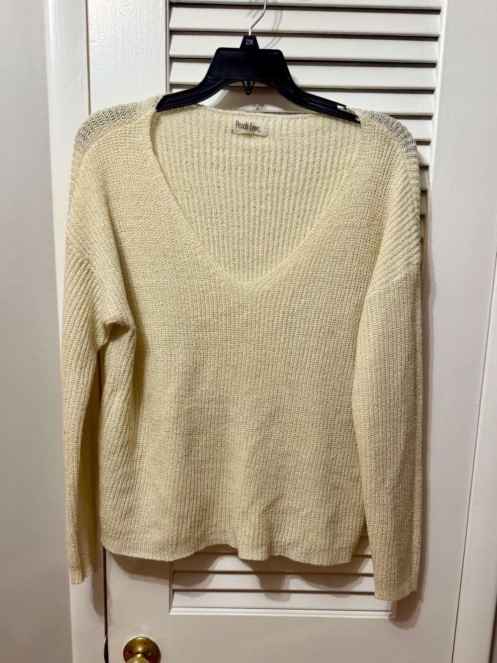 Peach Love California Soft Cream V-Neck Sweater